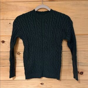 SHEIN Forest Green Cable Knit Crewneck Sweater for Men